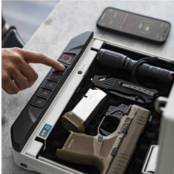 Vaultek VS20i Compact Biometric Bluetooth Smart Handgun Safe Open Using Pad