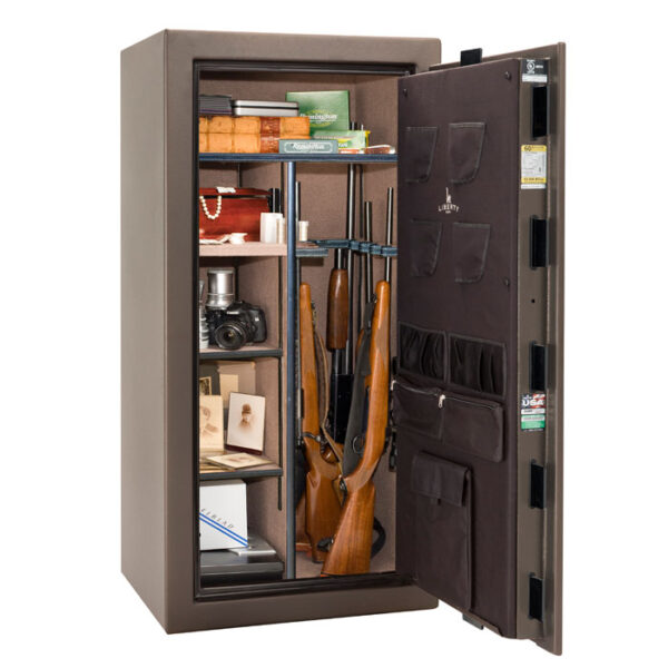 Open Liberty Colonial 23-Gun Safe: E-lock, 75-Minute Fire Protection, Textured Bronze