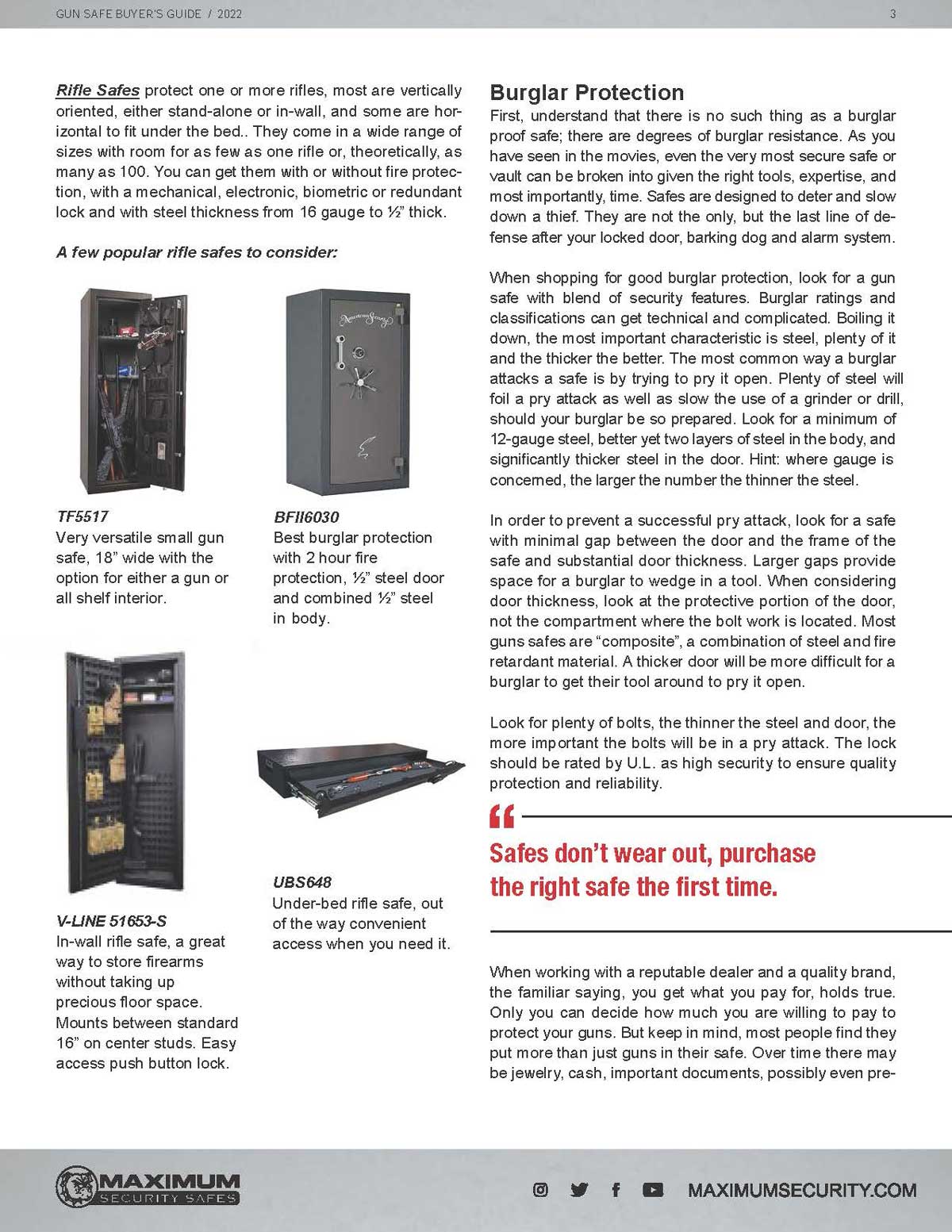 Gun Safe Buyer's Guide Page 3 - Maximum Security Safes